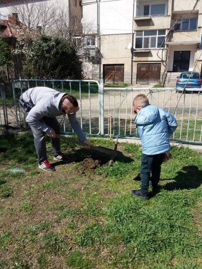 2-ра група засажда дръвчета - ДГ Мечо Пух - Казанлък